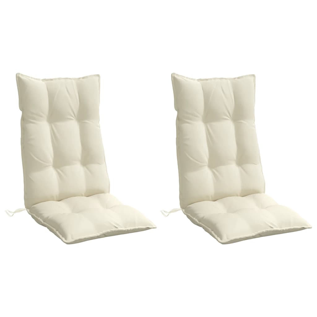 High Back Chair Cushions 2 pcs Cream Oxford Fabric