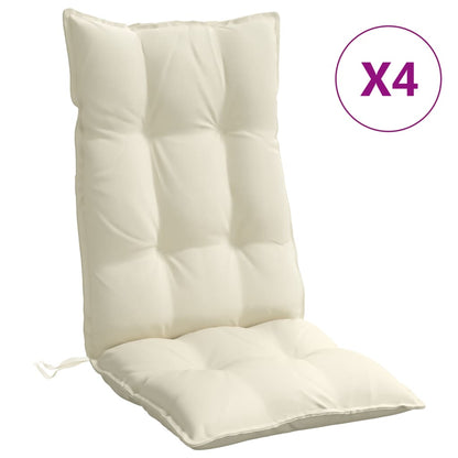 Cuscini per Sedia con Schienale Alto 4 pz Crema Tessuto Oxford - homemem39