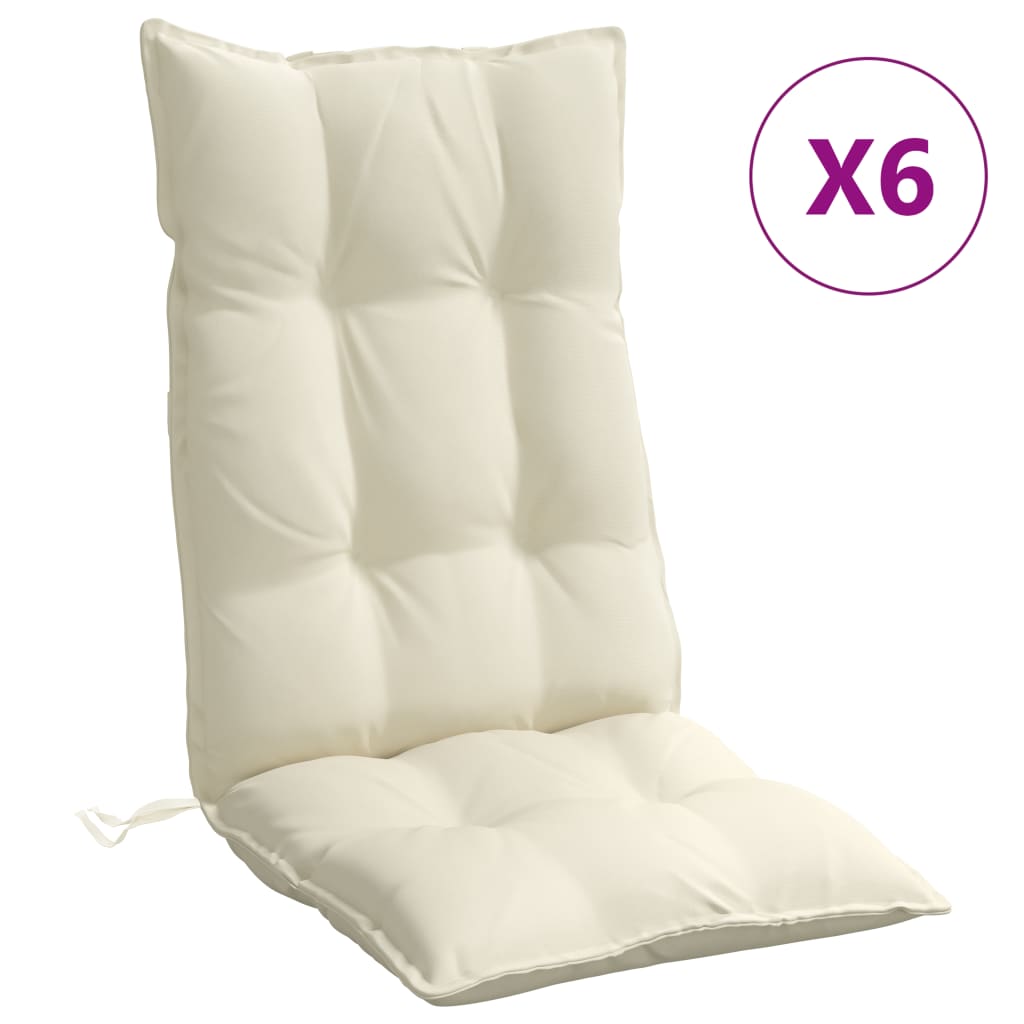 Cuscini per Sedia con Schienale Alto 6 pz Crema Tessuto Oxford - homemem39