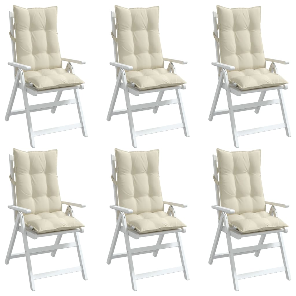 High Back Chair Cushions 6 pcs Cream Oxford Fabric