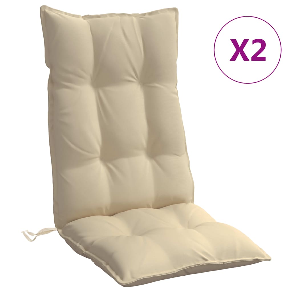 High Back Chair Cushions 2 pcs Beige Oxford Fabric