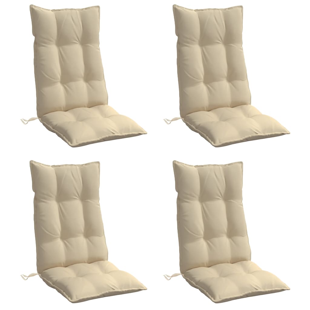 Cuscini per Sedia con Schienale Alto 4 pz Beige Tessuto Oxford | homemem39