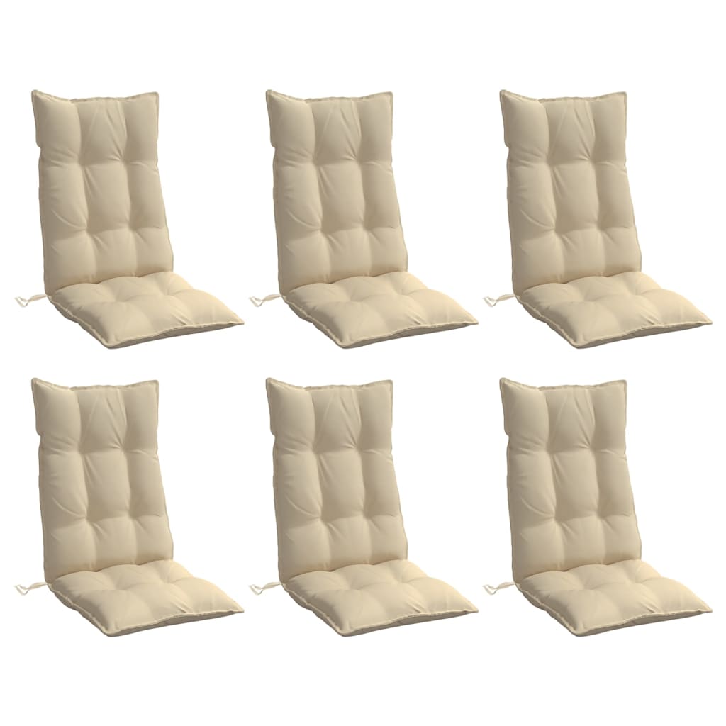 Cuscini per Sedia con Schienale Alto 6 pz Beige Tessuto Oxford
