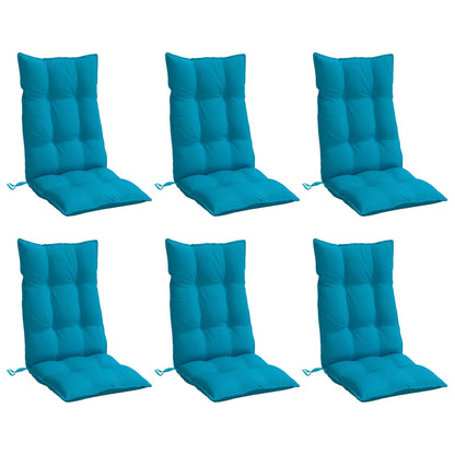 High Back Chair Cushions 6 pcs Light Blue Oxford Fabric
