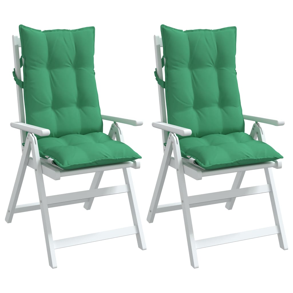 High Back Chair Cushions 2 pcs Green Oxford Fabric