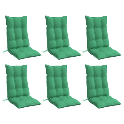 Cuscini per Sedia con Schienale Alto 6 pz Verde Tessuto Oxford