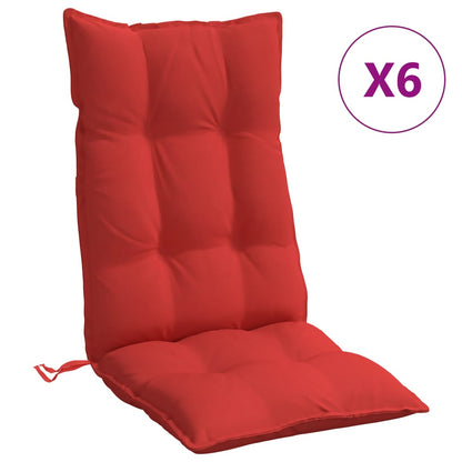 Cuscini per Sedia con Schienale Alto 6 pz Rosso Tessuto Oxford | homemem39