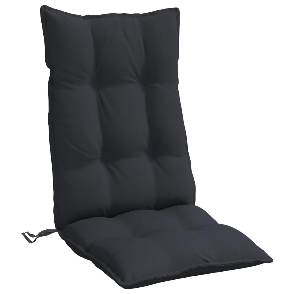High Back Chair Cushions 6pcs Black in Oxford Fabric