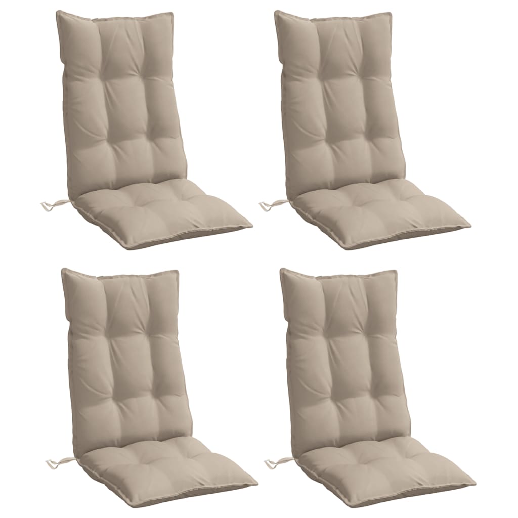 Cuscini per Sedia con Schienale Alto 4pz Tortora Tessuto Oxford