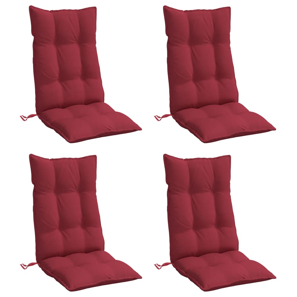 Cuscini Sedia con Schienale Alto 4 pz Rosso Vino Tessuto Oxford | homemem39