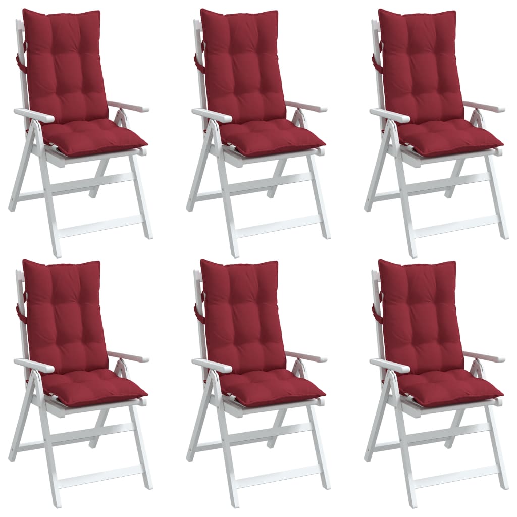 High Back Chair Cushions 6 pcs Wine Red Oxford Fabric