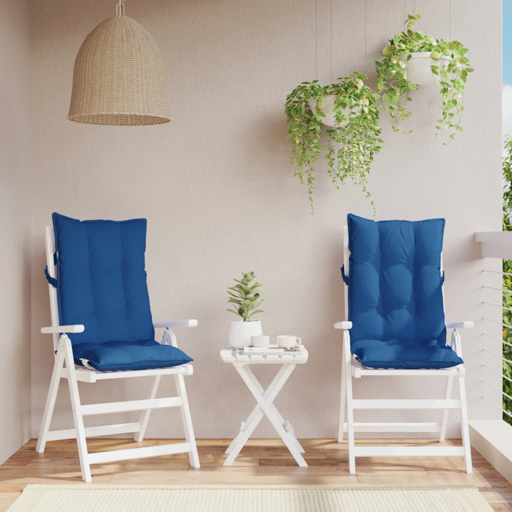 Cuscini Sedia con Schienale Alto 2 pz Blu Reale Tessuto Oxford | homemem39