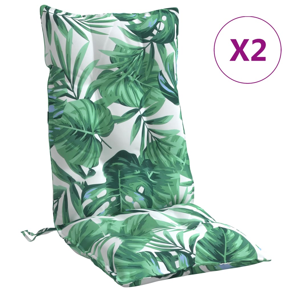 Cuscini Sedia Schienale Alto 2 pz Motivo Foglie Tessuto Oxford | homemem39