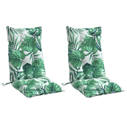 Cuscini Sedia Schienale Alto 2 pz Motivo Foglie Tessuto Oxford | homemem39
