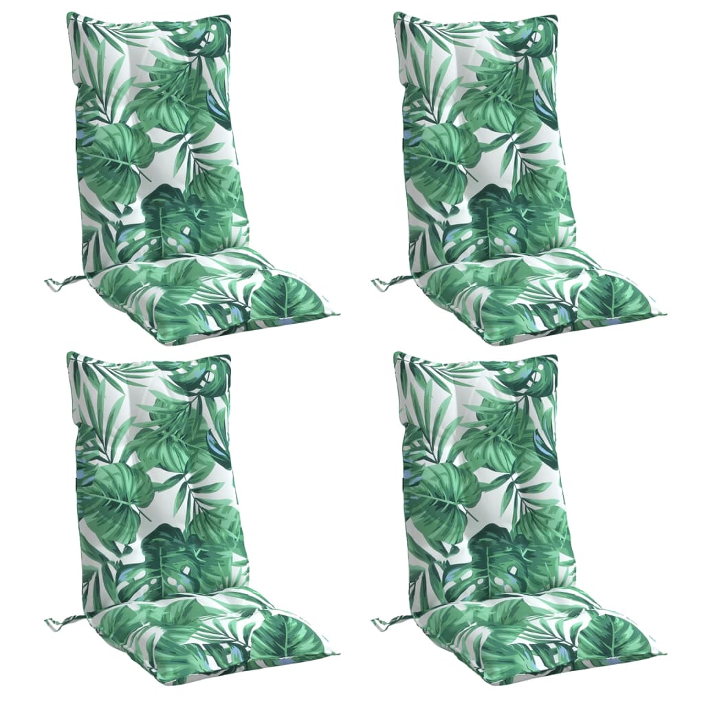 Cuscini Sedia Schienale Alto 4 pz Motivo Foglie Tessuto Oxford | homemem39