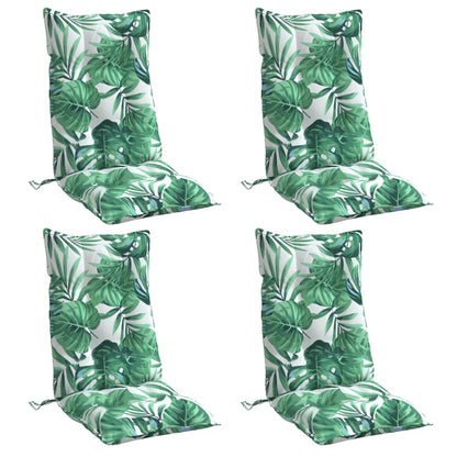 Cuscini Sedia Schienale Alto 4 pz Motivo Foglie Tessuto Oxford | homemem39