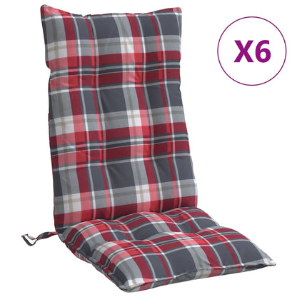 Cuscini Sedia Schienale Alto 6 pz Quadri Rosso Tessuto Oxford | homemem39