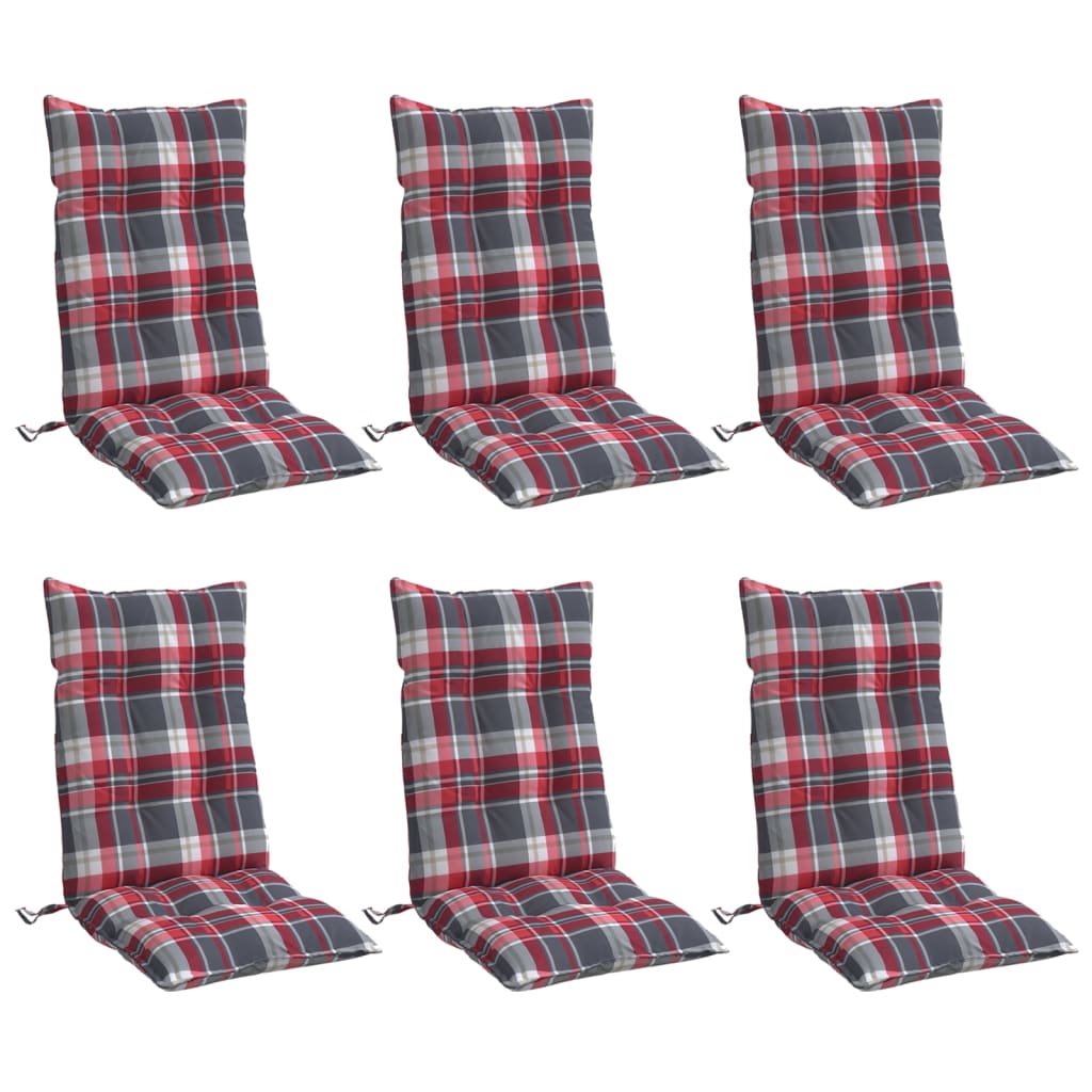 Cuscini Sedia Schienale Alto 6 pz Quadri Rosso Tessuto Oxford | homemem39