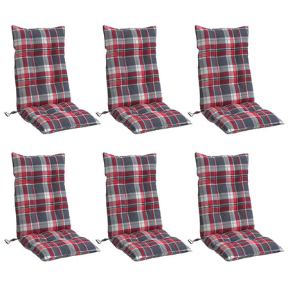 Cuscini Sedia Schienale Alto 6 pz Quadri Rosso Tessuto Oxford | homemem39