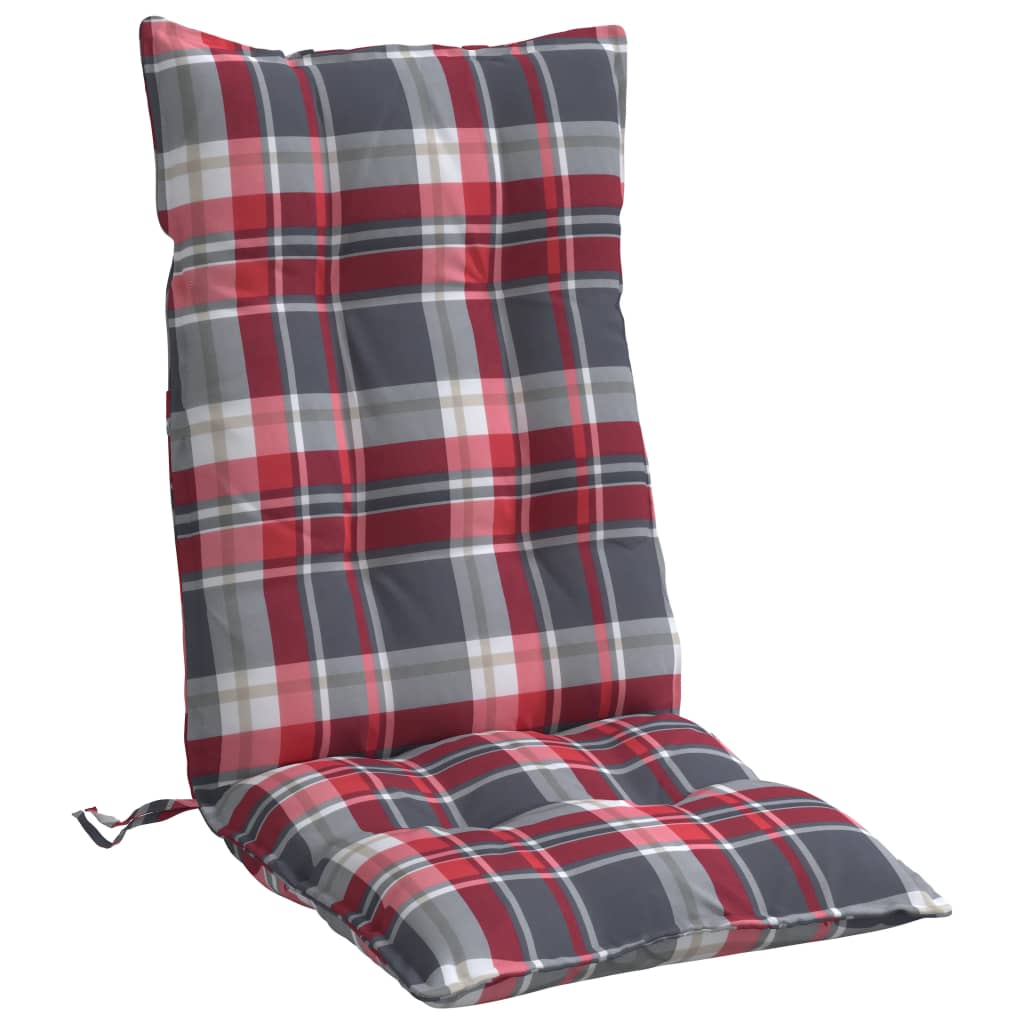 Cuscini Sedia Schienale Alto 6 pz Quadri Rosso Tessuto Oxford | homemem39