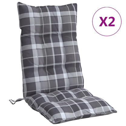 Cuscini Sedia Schienale Alto 2 pz Quadri Grigio Tessuto Oxford | homemem39