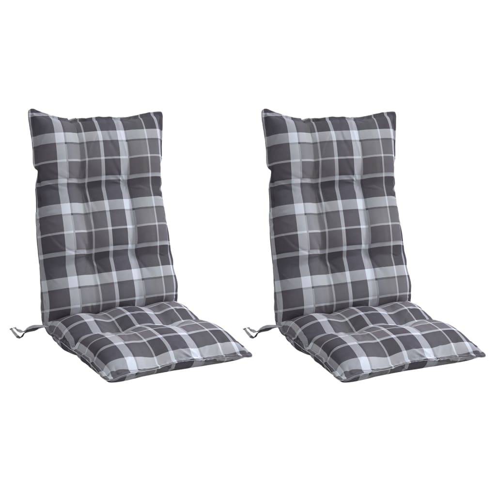 Cuscini Sedia Schienale Alto 2 pz Quadri Grigio Tessuto Oxford | homemem39