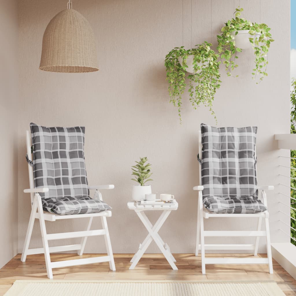Cuscini Sedia Schienale Alto 2 pz Quadri Grigio Tessuto Oxford | homemem39