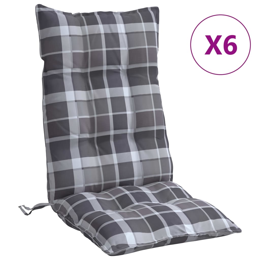Cuscini Sedia Schienale Alto 6 pz Quadri Grigio Tessuto Oxford | homemem39