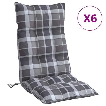 Cuscini Sedia Schienale Alto 6 pz Quadri Grigio Tessuto Oxford | homemem39