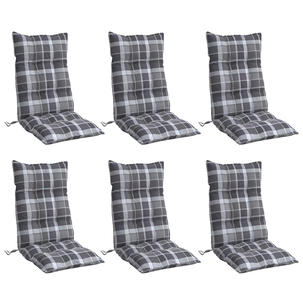 Cuscini Sedia Schienale Alto 6 pz Quadri Grigio Tessuto Oxford | homemem39