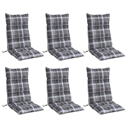 Cuscini Sedia Schienale Alto 6 pz Quadri Grigio Tessuto Oxford | homemem39