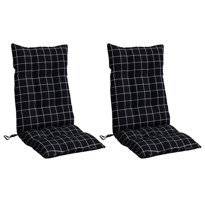 Cuscini Sedia Schienale Alto 2 pz Quadri Nero Tessuto Oxford | homemem39