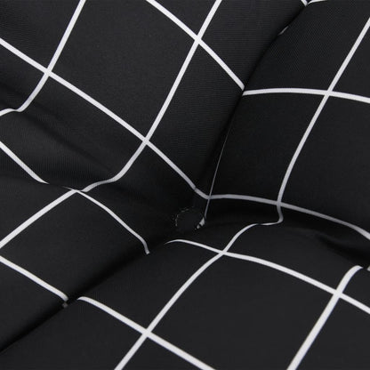 Cuscini Sedia Schienale Alto 2 pz Quadri Nero Tessuto Oxford