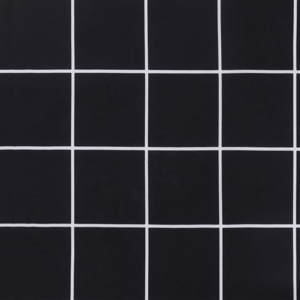 Cuscini Sedia Schienale Alto 2 pz Quadri Nero Tessuto Oxford