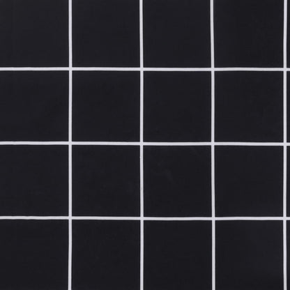 Cuscini Sedia Schienale Alto 2 pz Quadri Nero Tessuto Oxford