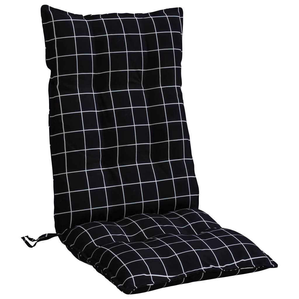 Cuscini Sedia Schienale Alto 4 pz Quadri Nero Tessuto Oxford | homemem39