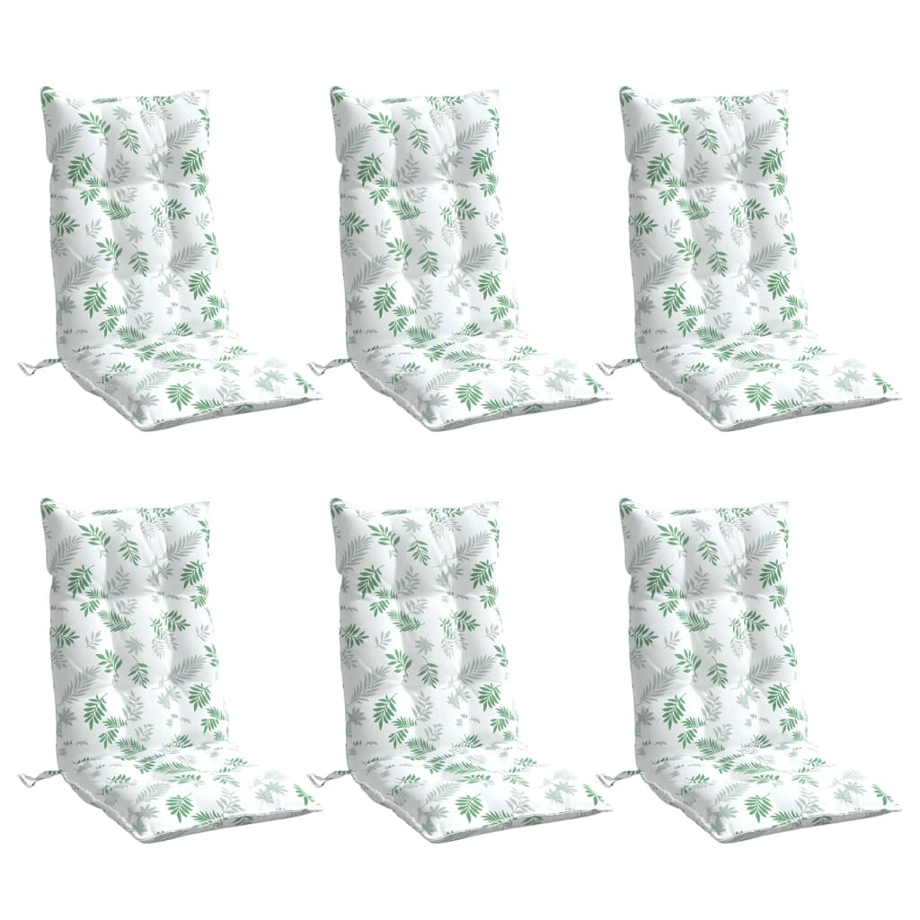 Cuscini Sedia Schienale Alto 6 pz Motivo Foglie Tessuto Oxford | homemem39