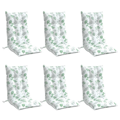 Cuscini Sedia Schienale Alto 6 pz Motivo Foglie Tessuto Oxford | homemem39