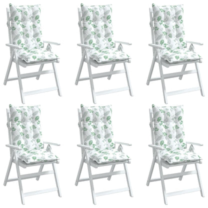 Cuscini Sedia Schienale Alto 6 pz Motivo Foglie Tessuto Oxford