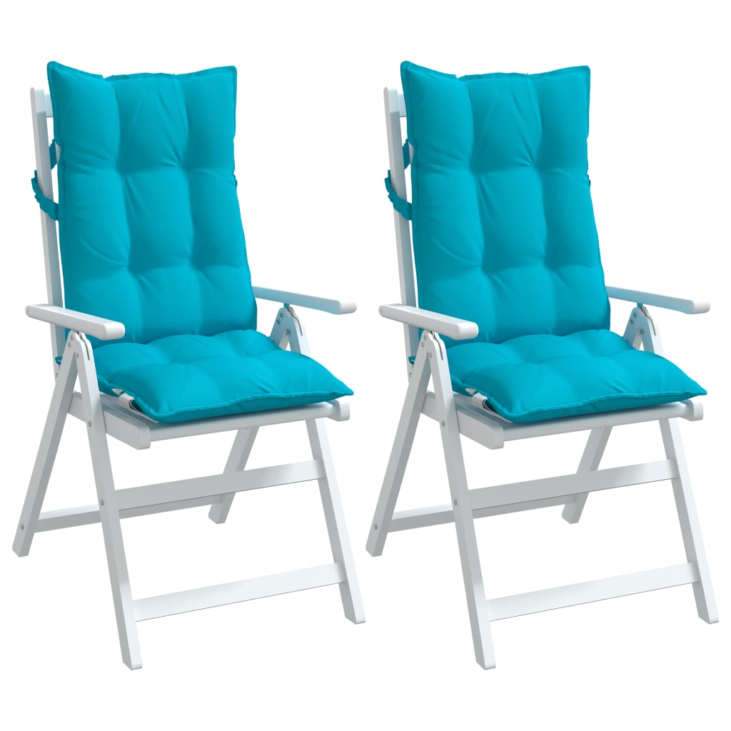 High Back Chair Cushions 2pcs Turquoise in Oxford Fabric