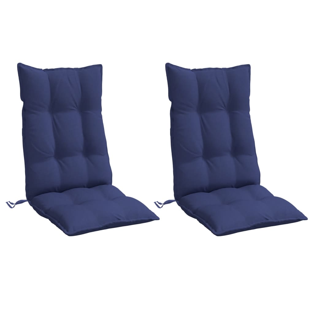 High Back Chair Cushions 2 pcs Navy Blue in Oxford Fabric