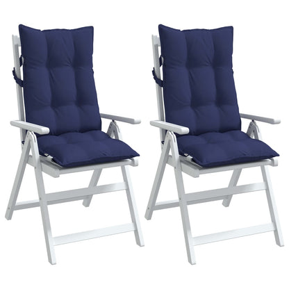 High Back Chair Cushions 2 pcs Navy Blue in Oxford Fabric