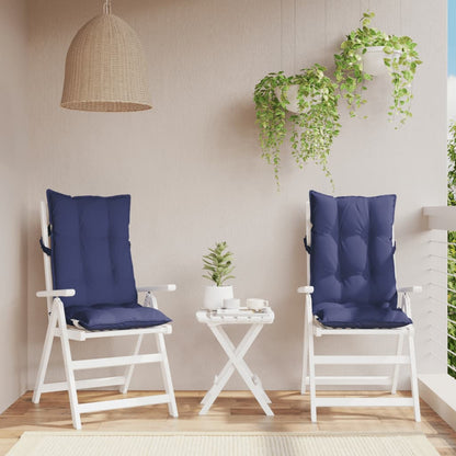 High Back Chair Cushions 2 pcs Navy Blue in Oxford Fabric