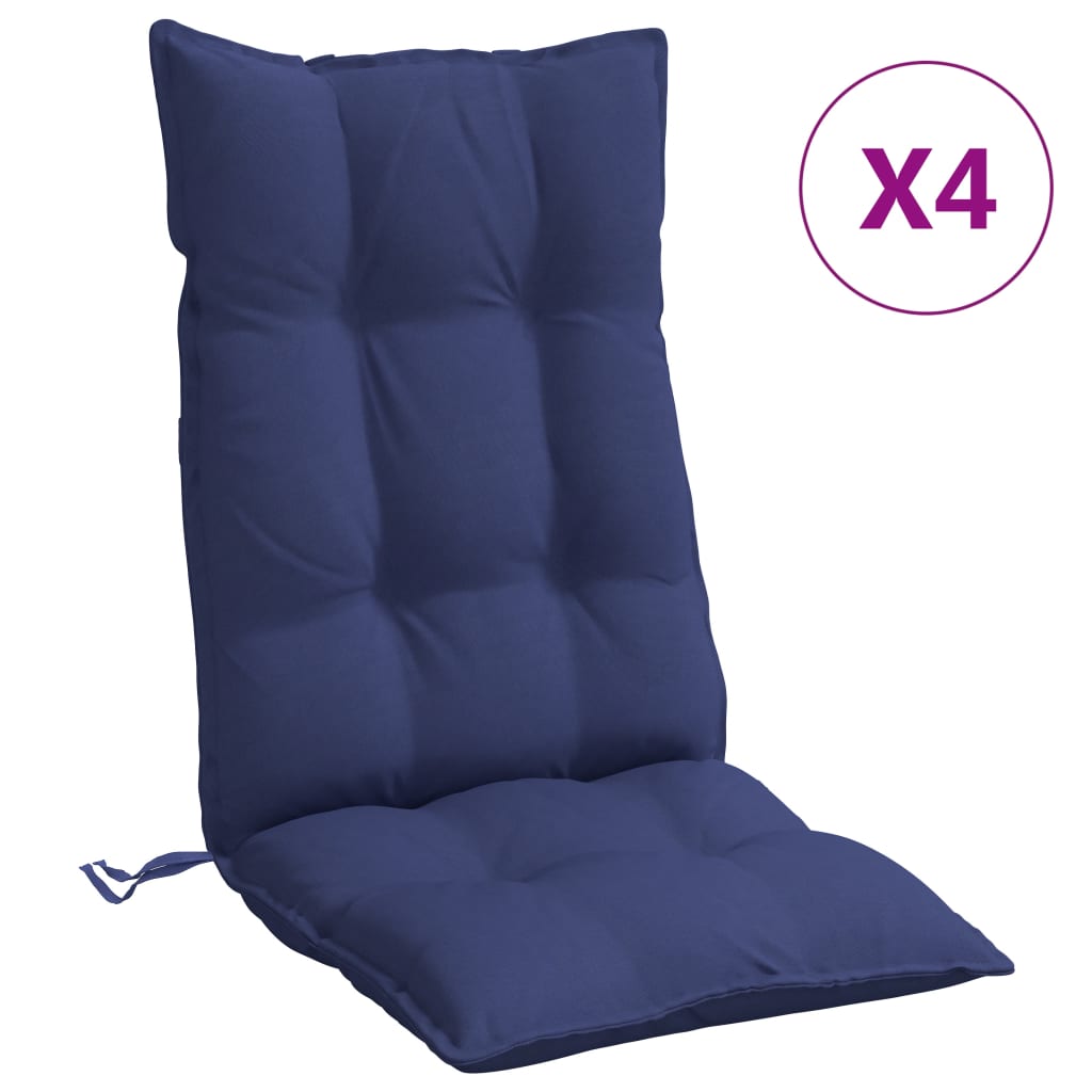 Cuscini Sedia con Schienale Alto 4 pz Blu Marino Tessuto Oxford | homemem39