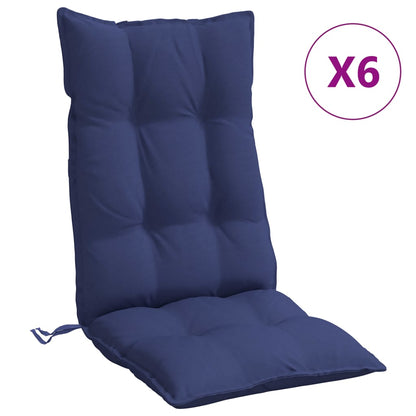 Cuscini Sedia con Schienale Alto 6 pz Blu Marino Tessuto Oxford | homemem39