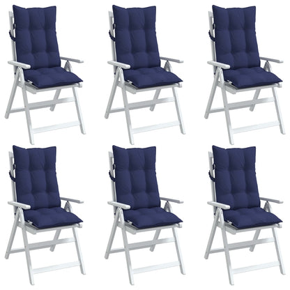 High Back Chair Cushions 6 pcs Navy Blue Oxford Fabric