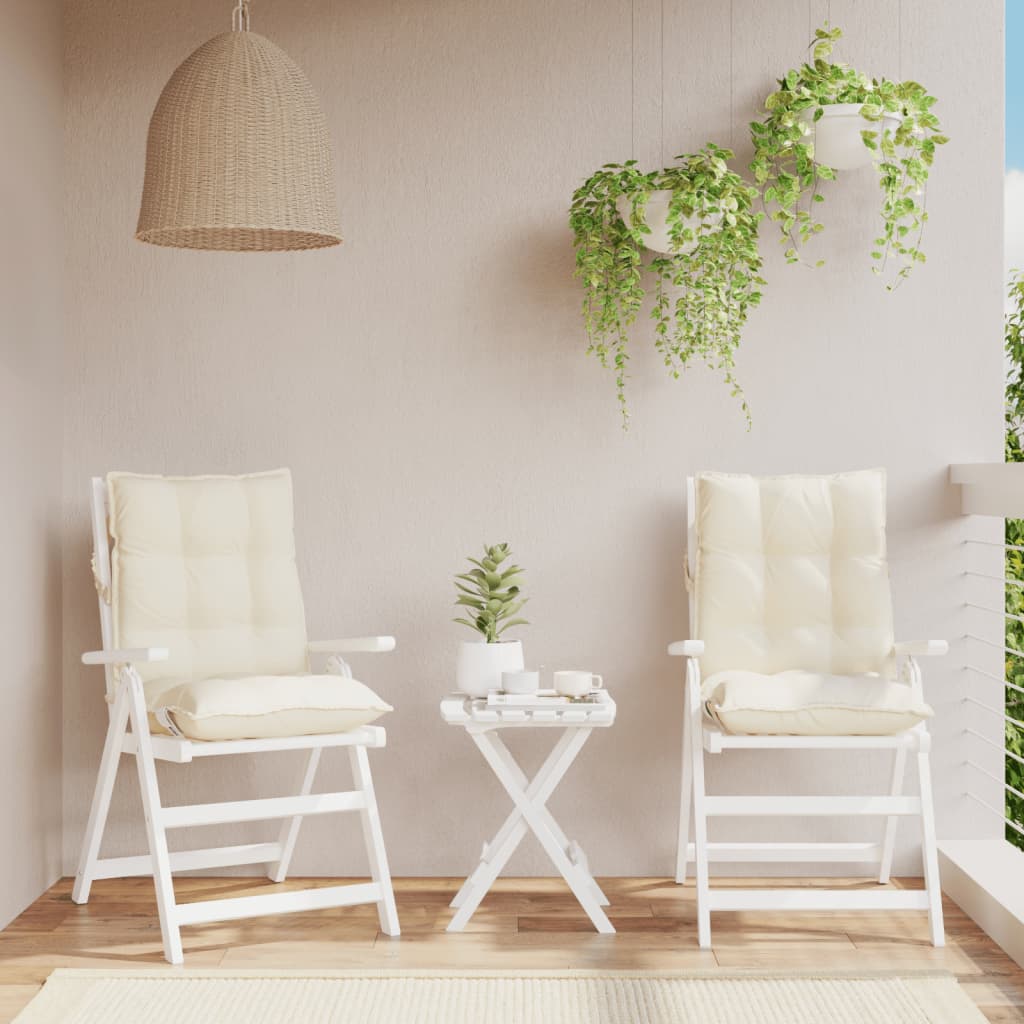 Cuscini per Sedia Schienale Basso 2 pz Crema in Tessuto Oxford | homemem39