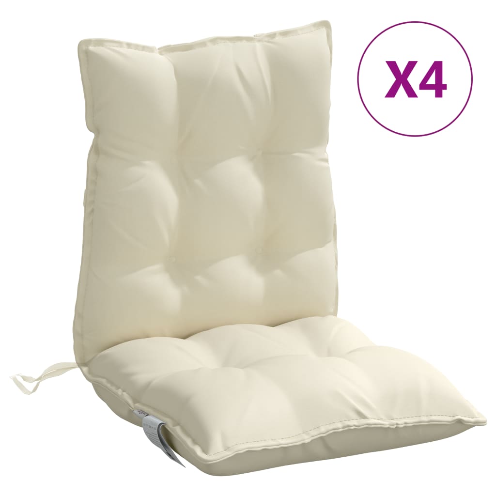 Cuscini per Sedia Schienale Basso 4 pz Crema in Tessuto Oxford | homemem39