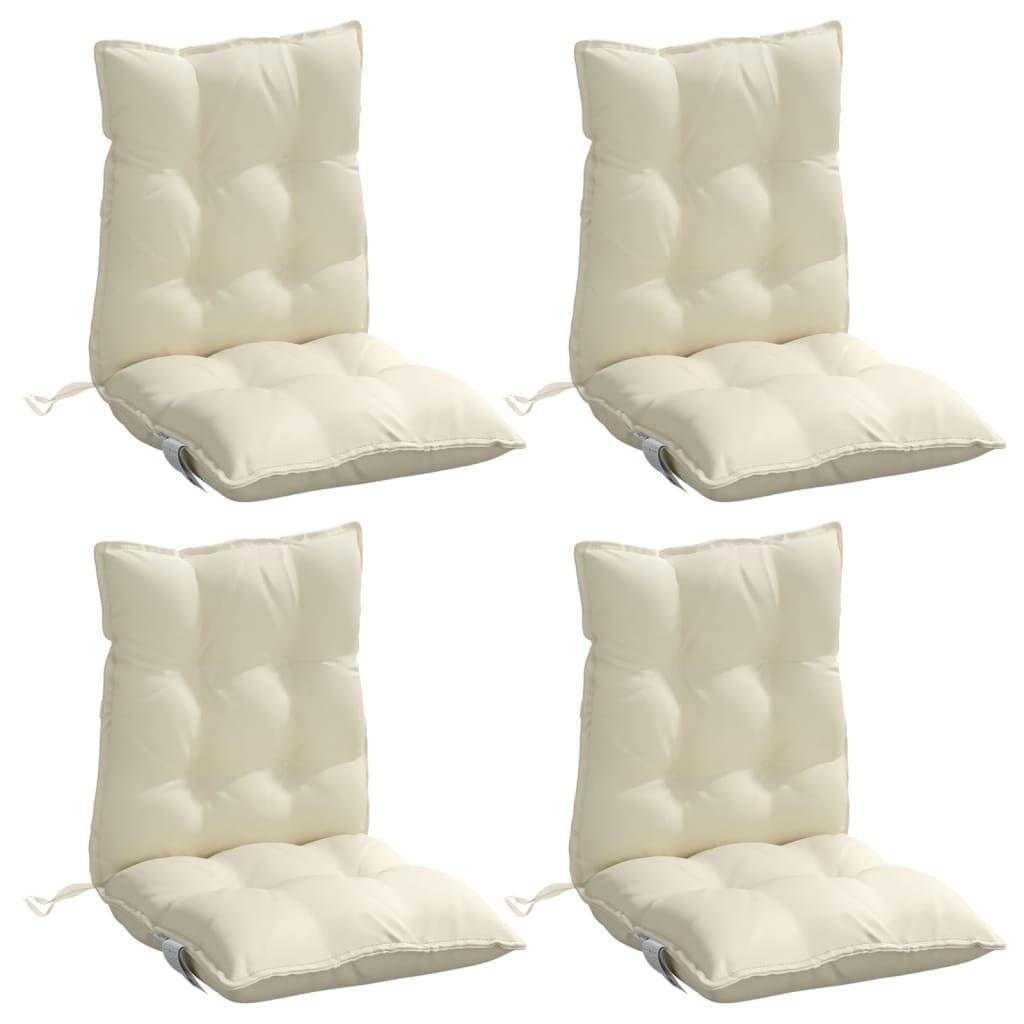 Cuscini per Sedia Schienale Basso 4 pz Crema in Tessuto Oxford