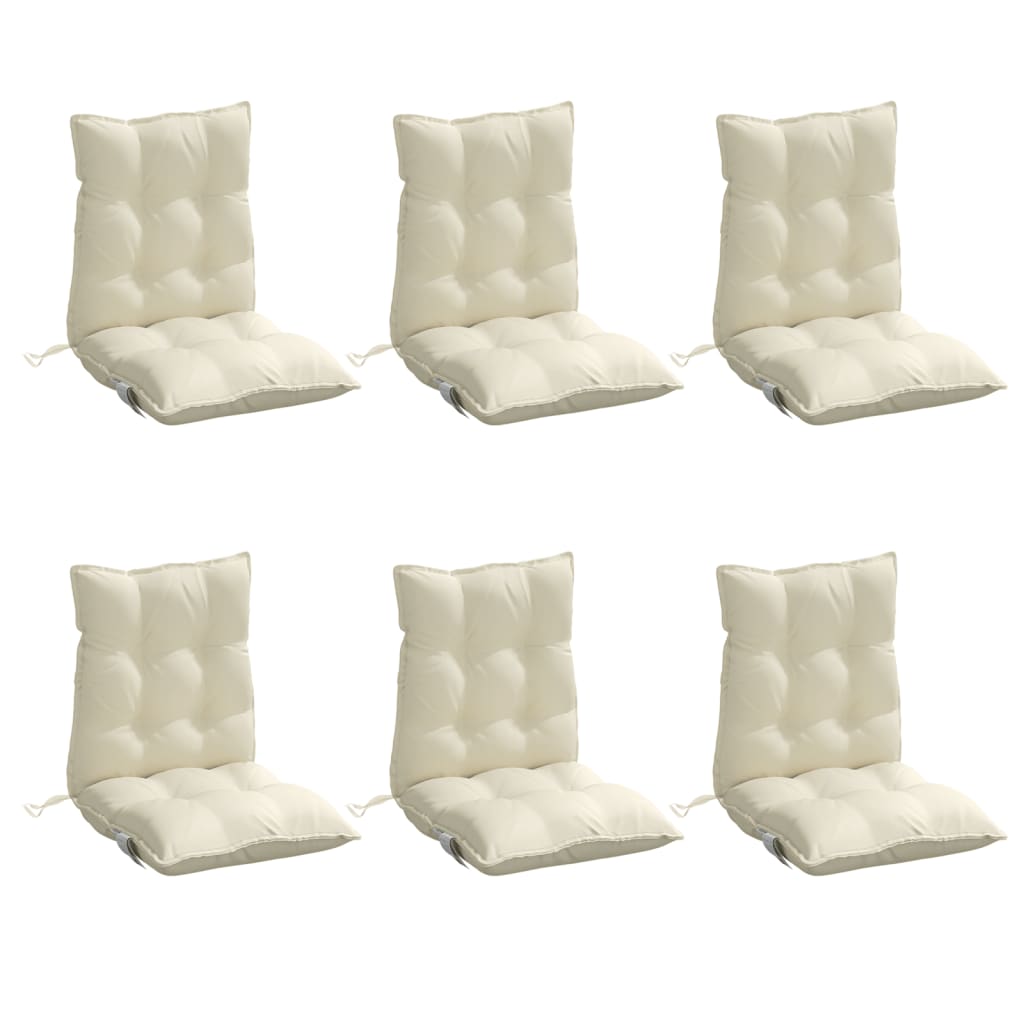 Cuscini per Sedia Schienale Basso 6 pz Crema in Tessuto Oxford | homemem39